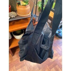 Gym / Beach bag polyester netting see-through three pockets on outside